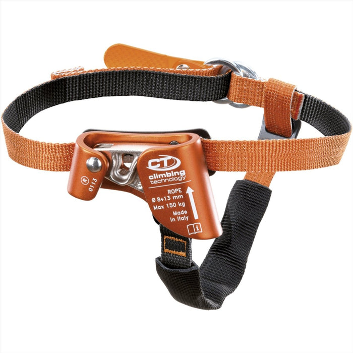 Klätterteknik QUICK STEP-S högerfotsstigare med justerbar orange rem för 8-13 mm repklättring och säkerhet
