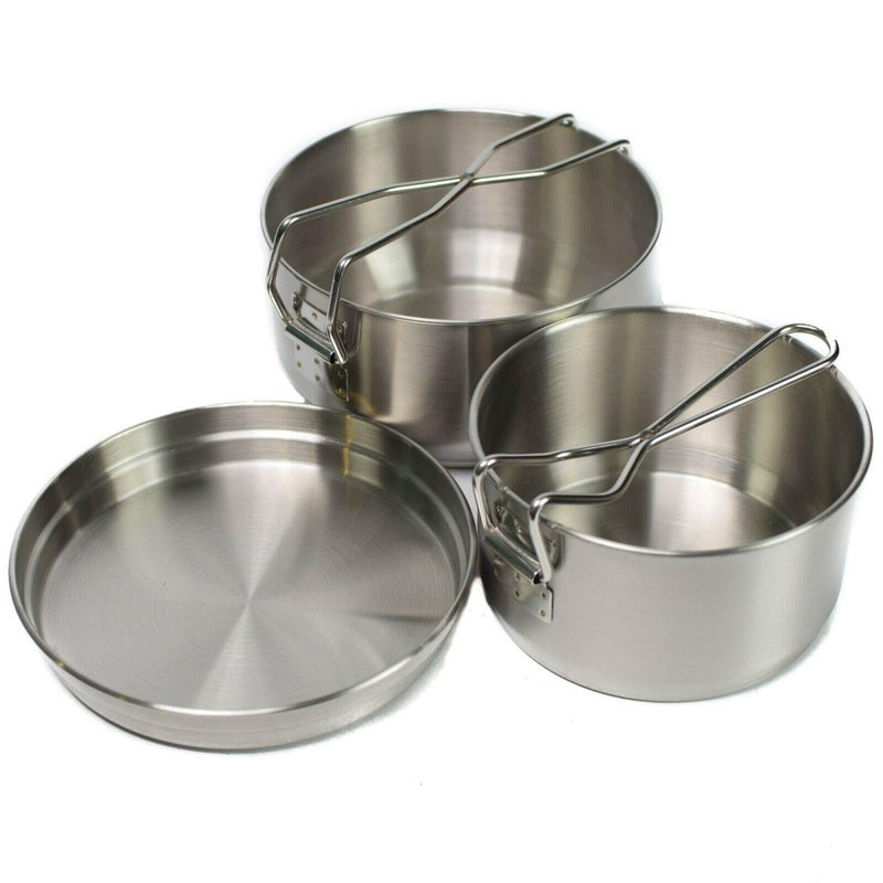 Czech Army Bushcraft Camping Cooker Military Stainless Mess Kit cookware 3 parts - GoMilitar