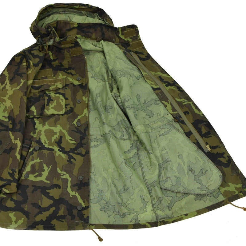 Original tjeckisk armé militär strid CZ 95 Camo Field Jacka Parka huva