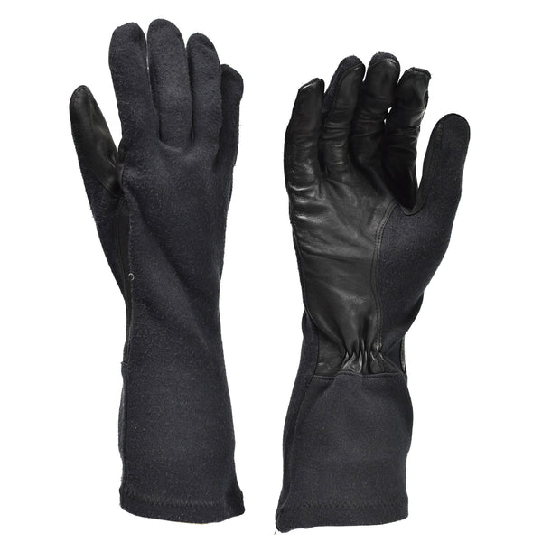 Original Tyskland armé långa handskar svart aramid värmebeständigt taktiskt överskott