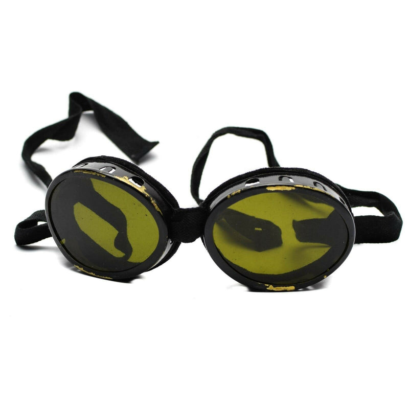 WWII äkta Swiss Army Mountain Round Helmet Goggles Protection Glass W Box