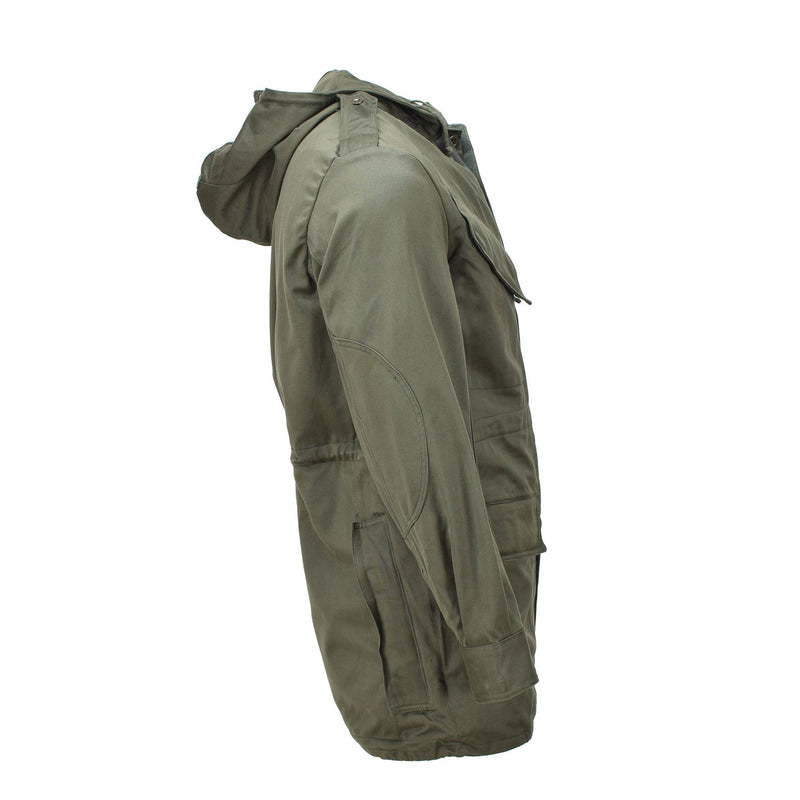Äkta belgiska militärjacka olivfält trupper bdu hooded parka vintage ny