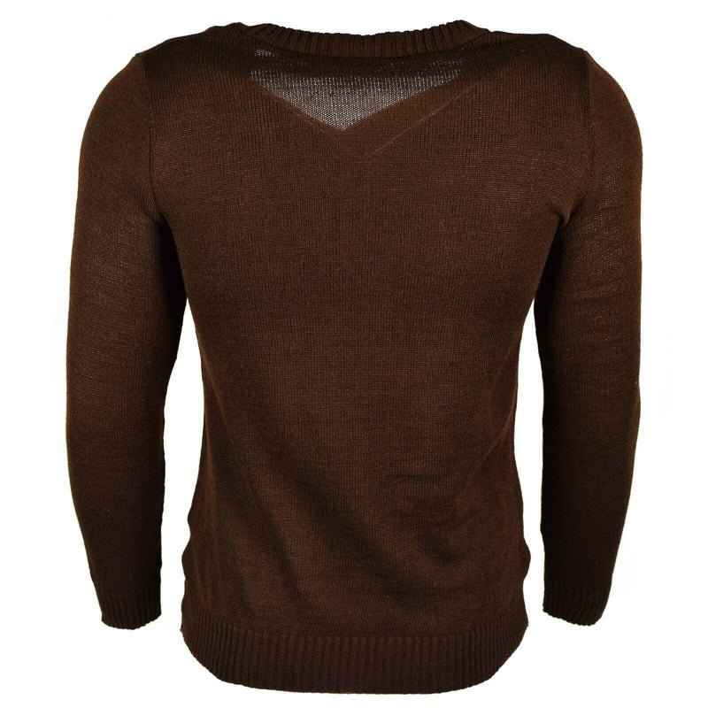 Original bulgarisk armé pullover v-ring tröja brun ny