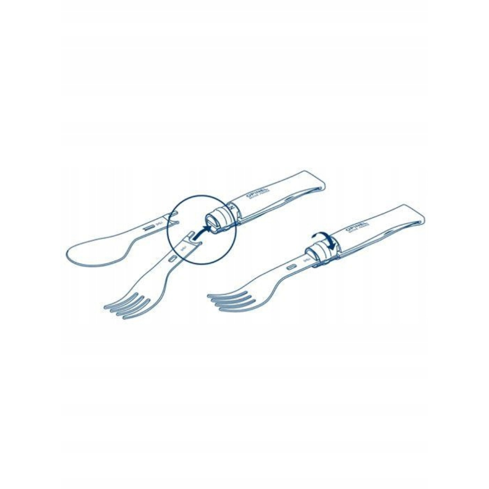 Opinel Picnic+ N°08 Bestickset Vikkniv Sked Gaffel Camping Bok