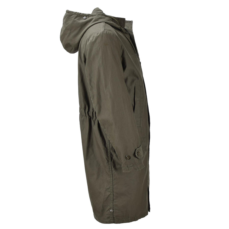 Original tyska militären Long Parka Jacket Olive Hooded Field Coat Army Outdoor
