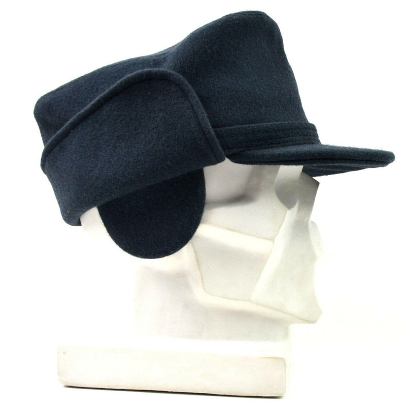 Original Swedish Army Wool Winter Hat. Blue Sverige Winter Cap ny
