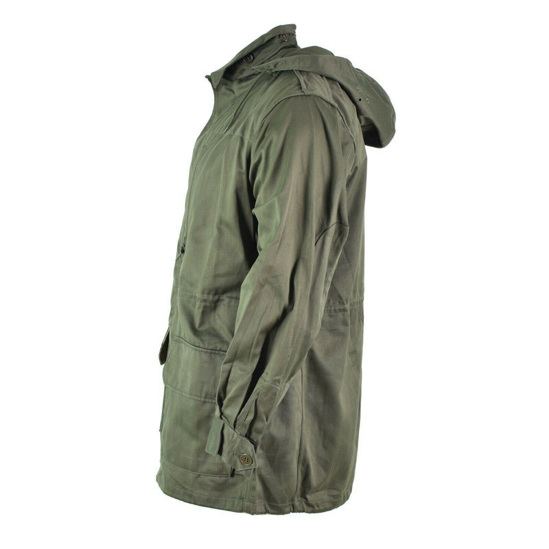 Original French Army Olive OD Jacket Trötthet Combat Military Hooded Parka Sateen