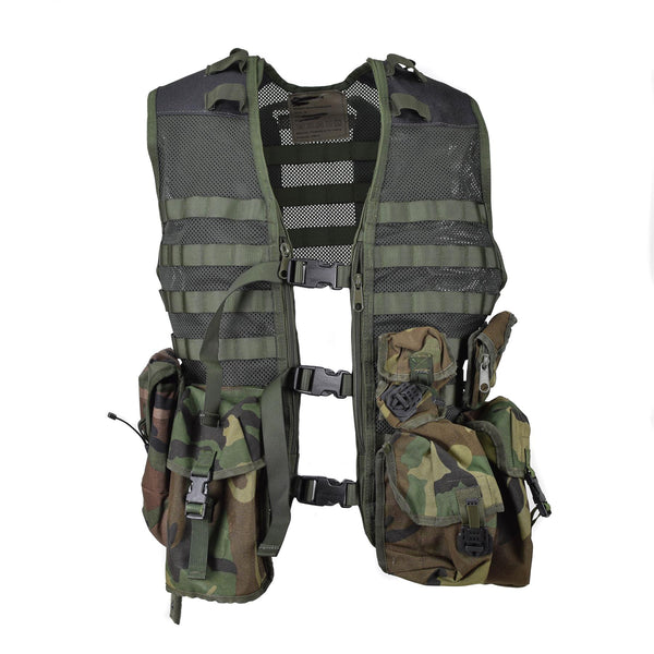 Äkta holländska militärolivförstärkad väst 6st Modular Forest Molle Pouches