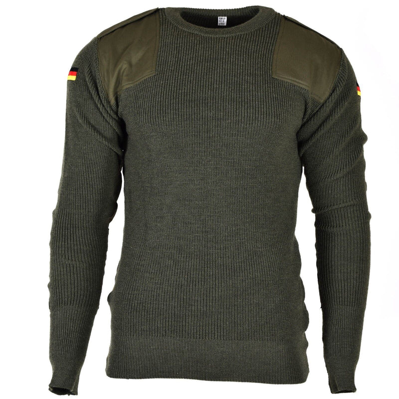 Original tysk armé pullover commando jumper grön oliv tröja ull ny