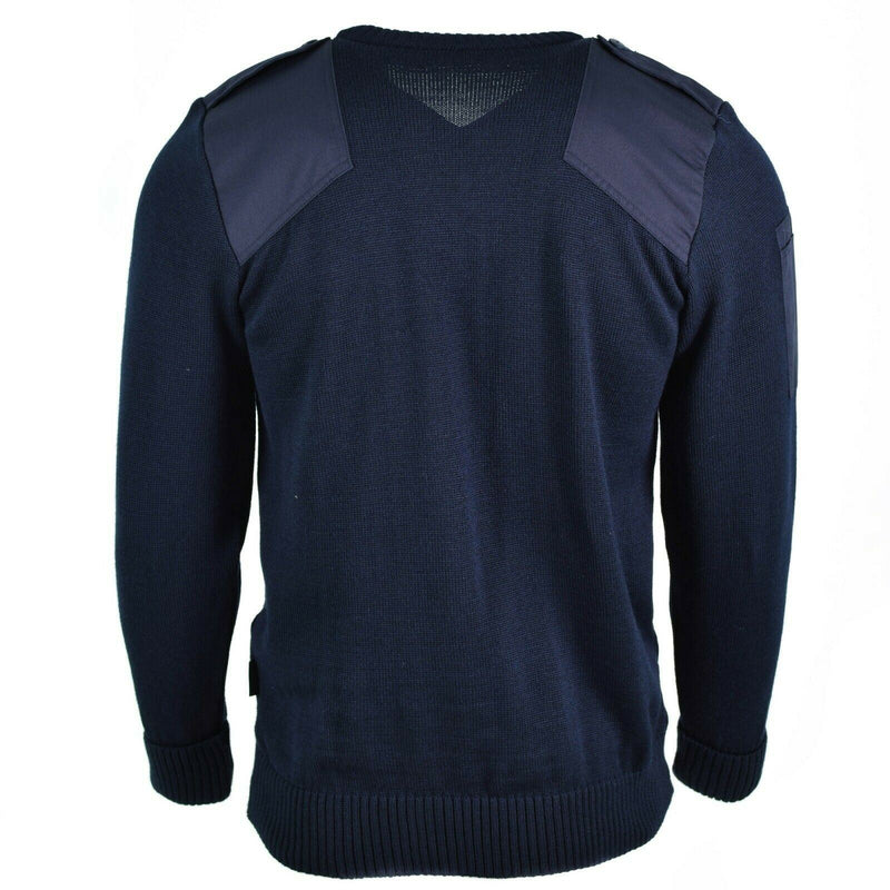 Original British Army Police Pullover Commando Jumper Blue V-hals tröja