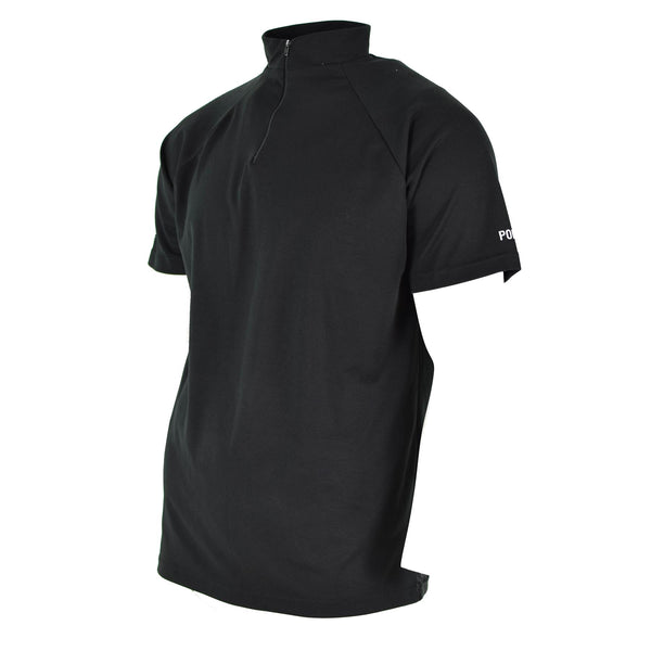 Äkta brittisk polis t-shirt svart andningsbar funktionell främre zip-skyddsskjorta