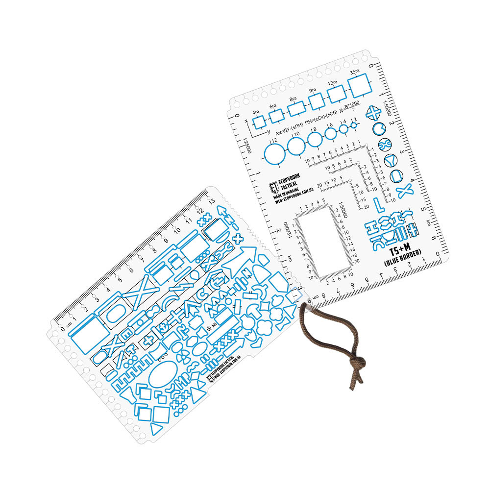 Ecopybook Tactical TS+M A6 NATO Map Linjal Set Flexibel Polymer Blå kant