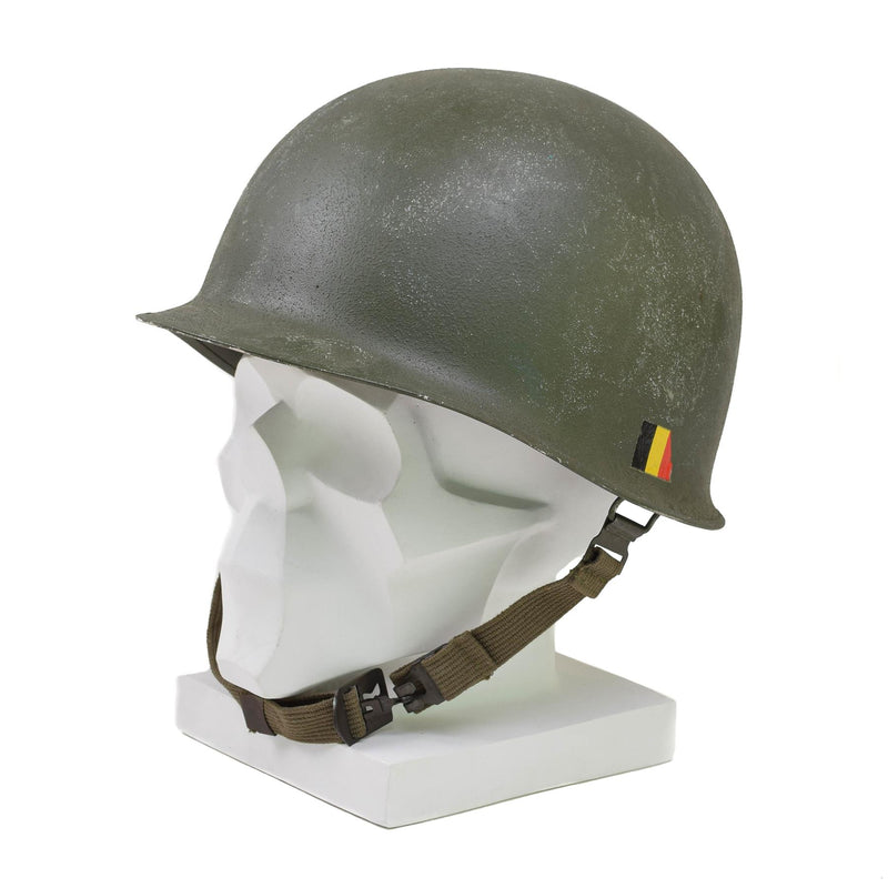 Original militär belgisk stålhjälm M51 Taktisk stridsarmé Inner PVC Olive