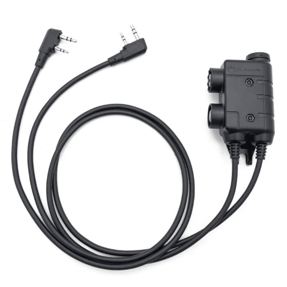 Earmor Dual PTT Adapter Kenwood Baofeng 2 Pin Wired Tactical Headset Svart