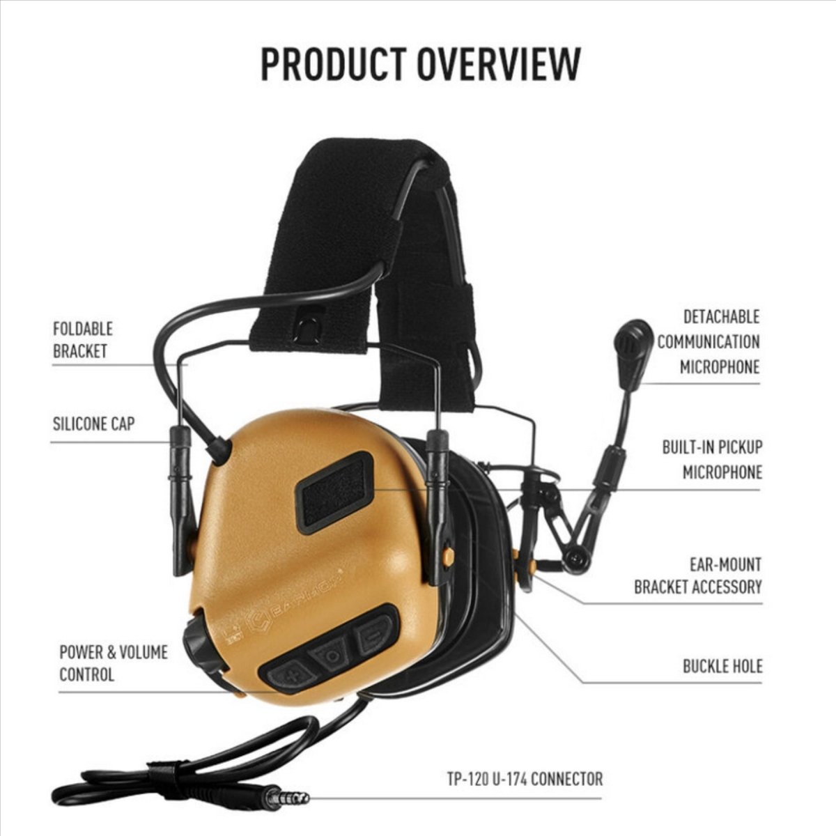 EARMOR M32 Plus Elektroniska hörselskydd Hörlurar Tactical Olive