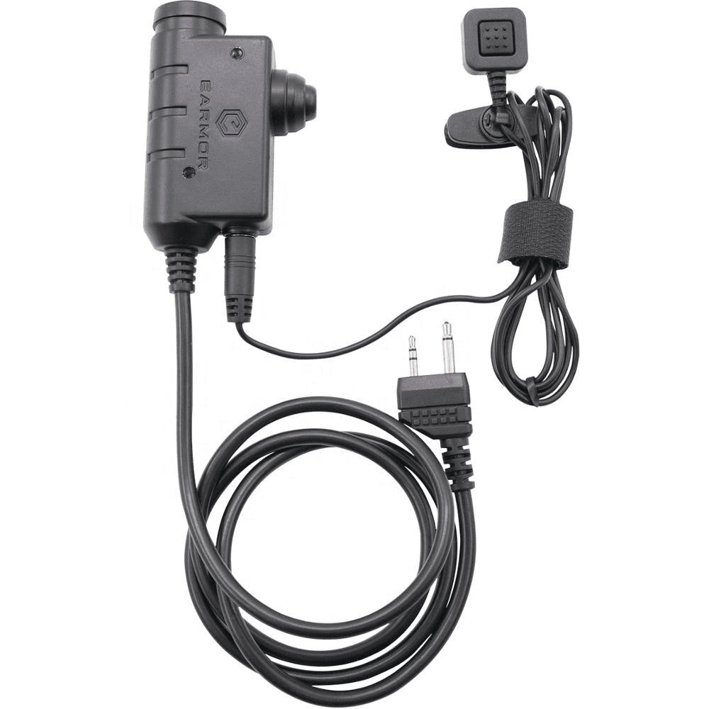 Earmor M52 PTT Adapter Midland 2 Pin Wired Tactical Headset Kabel Svart
