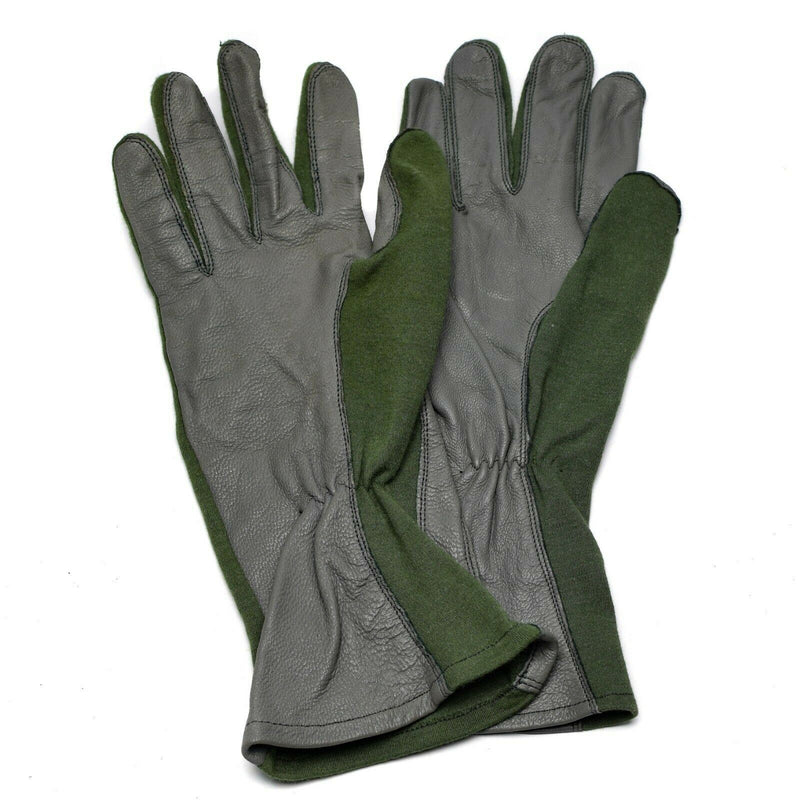 Äkta holländska arméstridshandskar läder aramid fiber luftstyrka militär nomex od