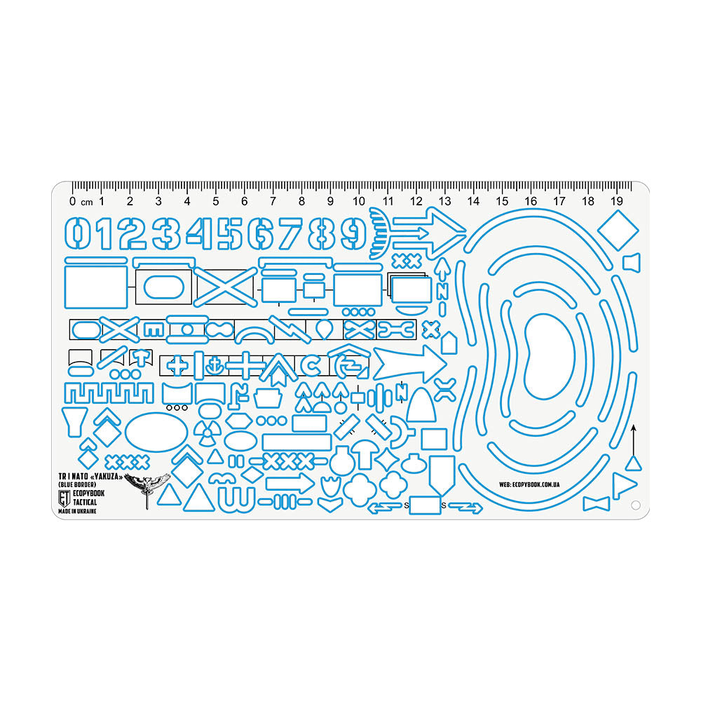 Ecopybook Tactical Scout's Ruler NATO UA Military Map Tool Blue Border ...