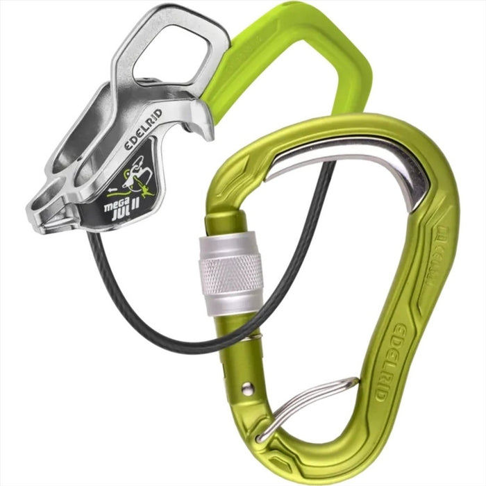 Edelrid Megal Jul Belay Kit Bulletproof Screw Auto Braking Belay Device Oasis - GoMilitar