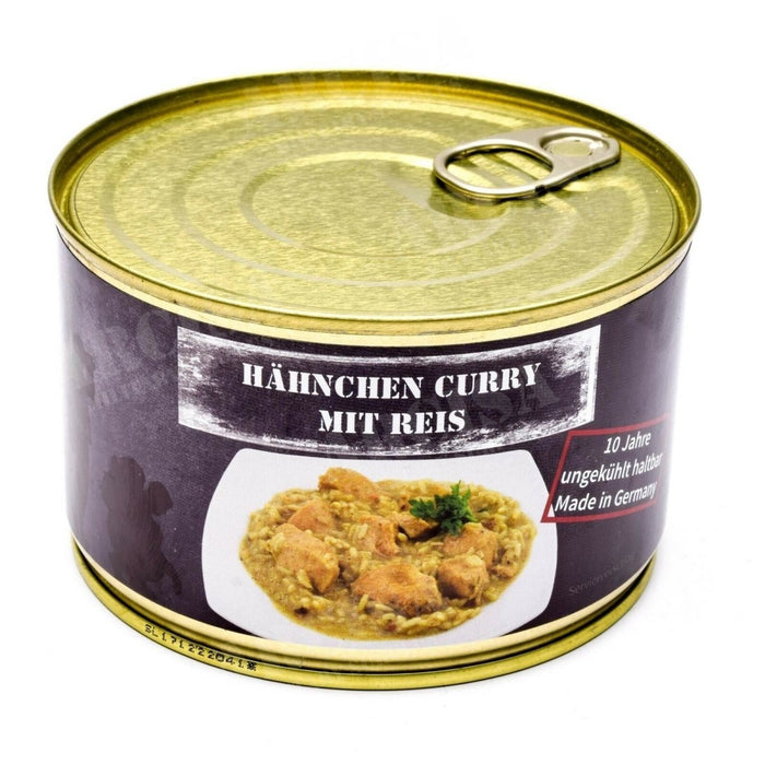 400 g konserverad nödranson kycklingcurry med ris överlevnadsmat tillverkad i Tyskland av MFH varumärke