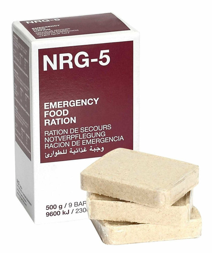 NRG-5 matransonförpackning med 9 energibarer, kompakt och näringstät överlevnadsmat för vandring och förberedelse