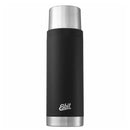 Black ESBIT SCULPTOR 1L stainless steel vacuum flask with leak-proof lid and silicone grip sleeve for hot and cold drinks