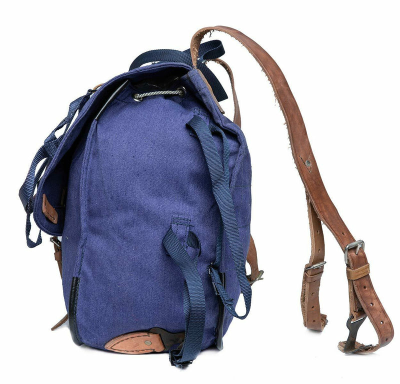 Äkta rumänska armé ryggsäck militäröverskott blå duk haversack väska ny