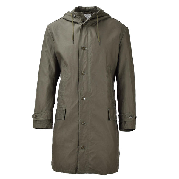 Original tyska militären Long Parka Jacket Olive Hooded Field Coat Army Outdoor
