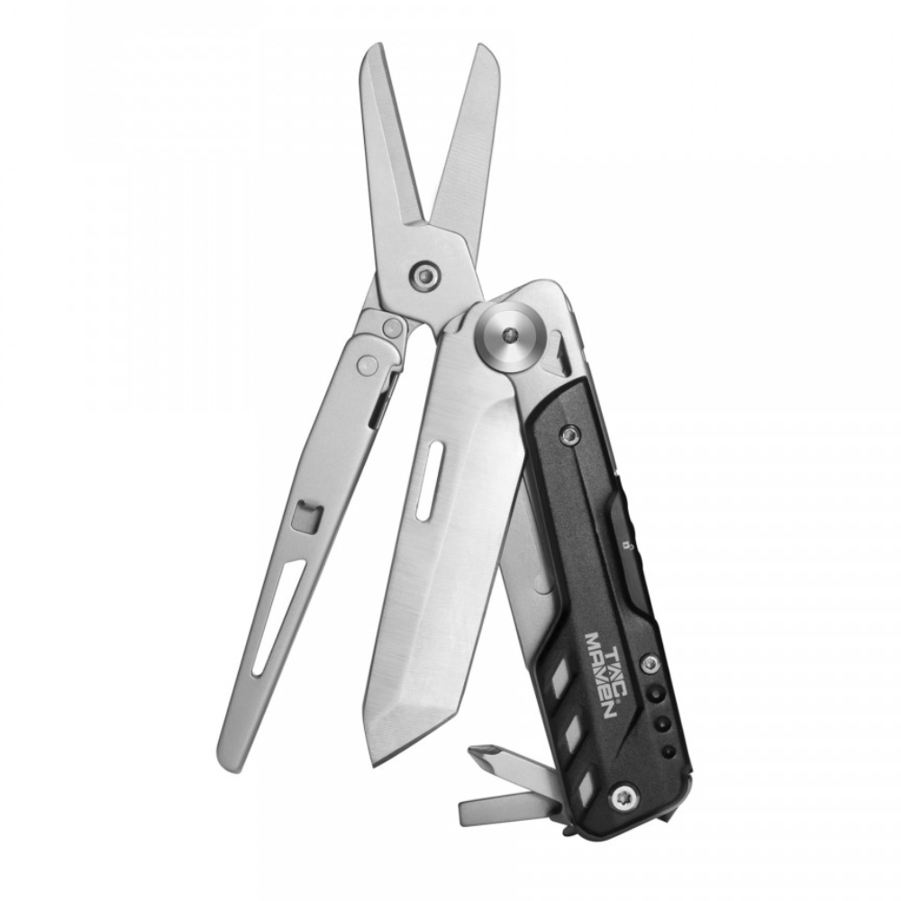 TAC MAVEN Odin Camping Multitool Sax 440 Rostfritt stål Fickverktyg Svart