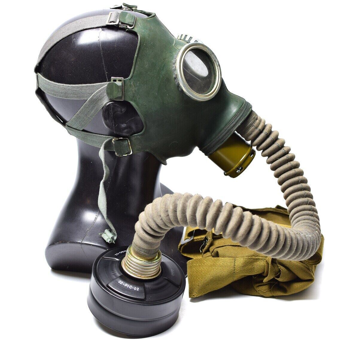 Original sovjetisk GP-4 gasmask 1960-tals vintage militäröverskottssats grå gummi