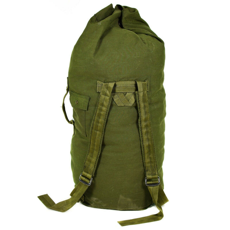 Äkta US Army Duffel Bag Stor militär olivgrön säck Canvas Sea Sack Pack
