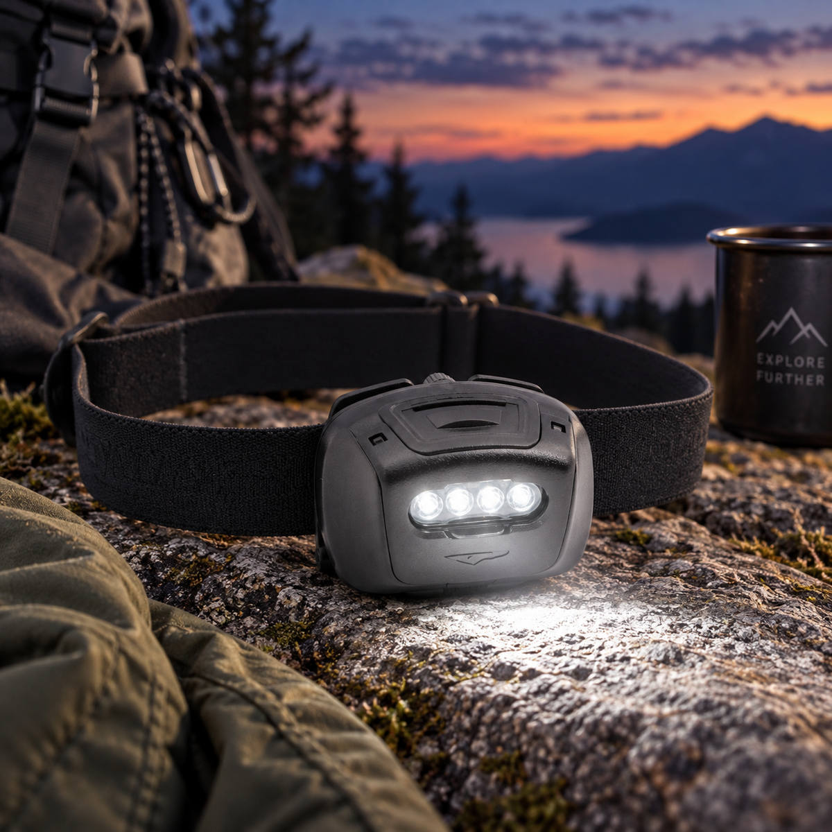 Princeton-Tec Quad Tactical MPLS Flerfärgad pannlampa 78 Lumens IPX7 Svart