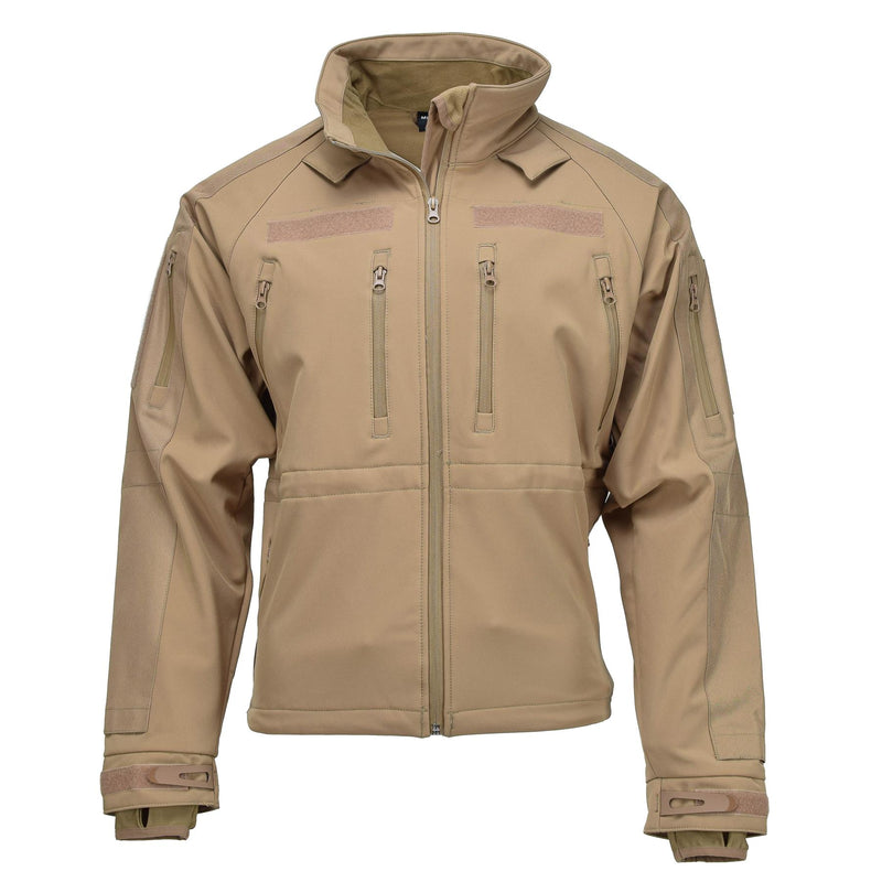 Mil-tec vindtät vandringsjacka Soft Shell Stormproof Zips Fleece Liner Coyote