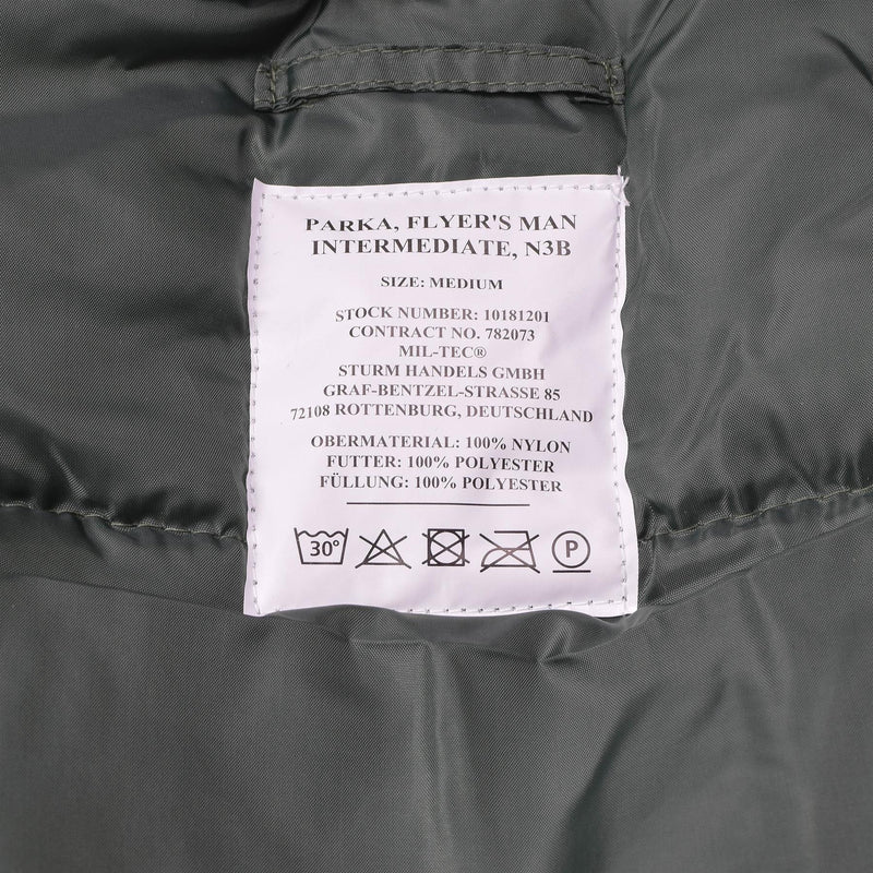Mil-tec varumärke amerikansk militär stil flygare parka n3b faux päls huva oliv ny
