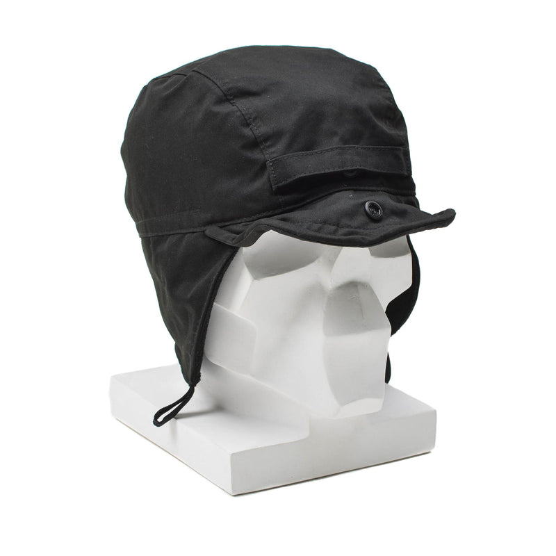 Original holländsk fallskärmshoppare hatt ranger cap öronflikar brim vindtät svart överskott