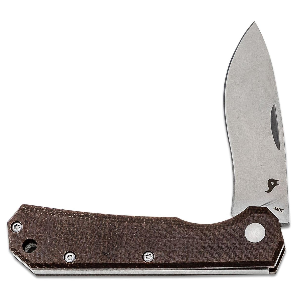 Fox Knives Märke CIOL vikkniv Micarta stål 440C satinbelagd läderslida