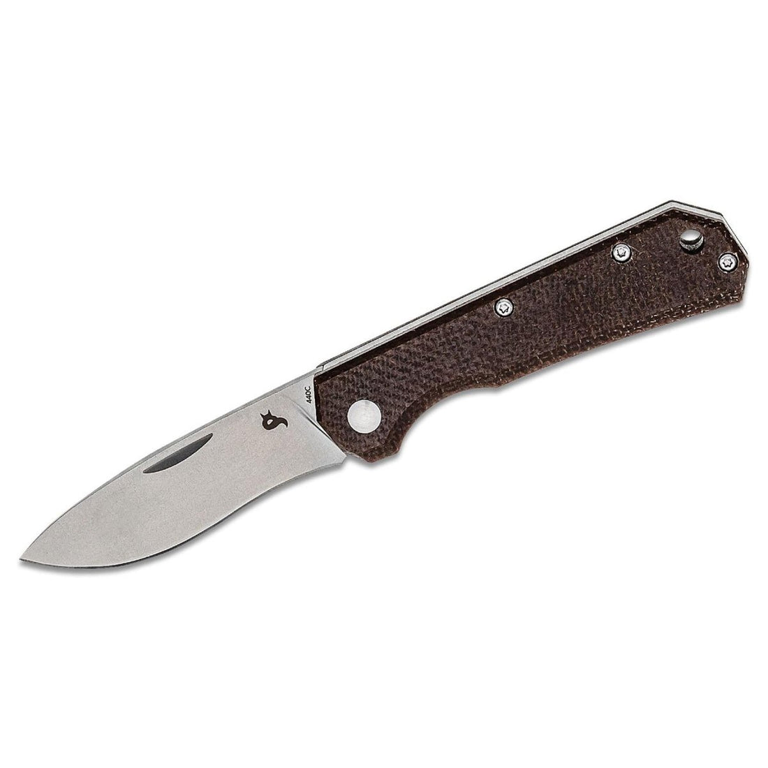 Fox Knives Märke CIOL vikkniv Micarta stål 440C satinbelagd läderslida