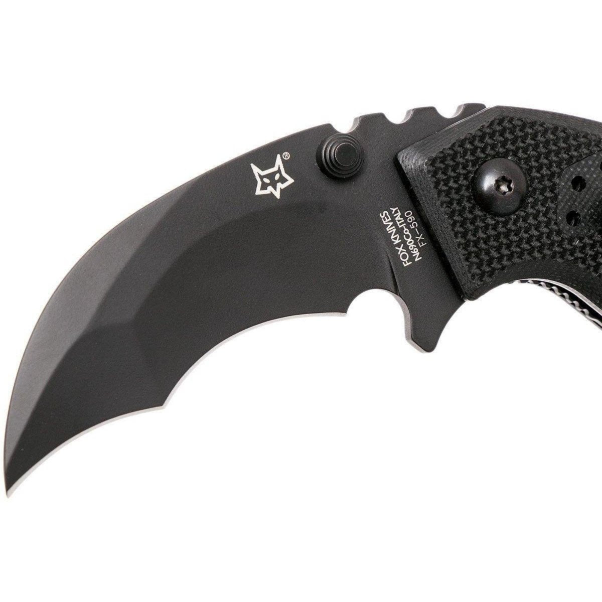 Fox Knives Märke Italien Chiropteka Fällkniv Karambit rostfritt stål svart
