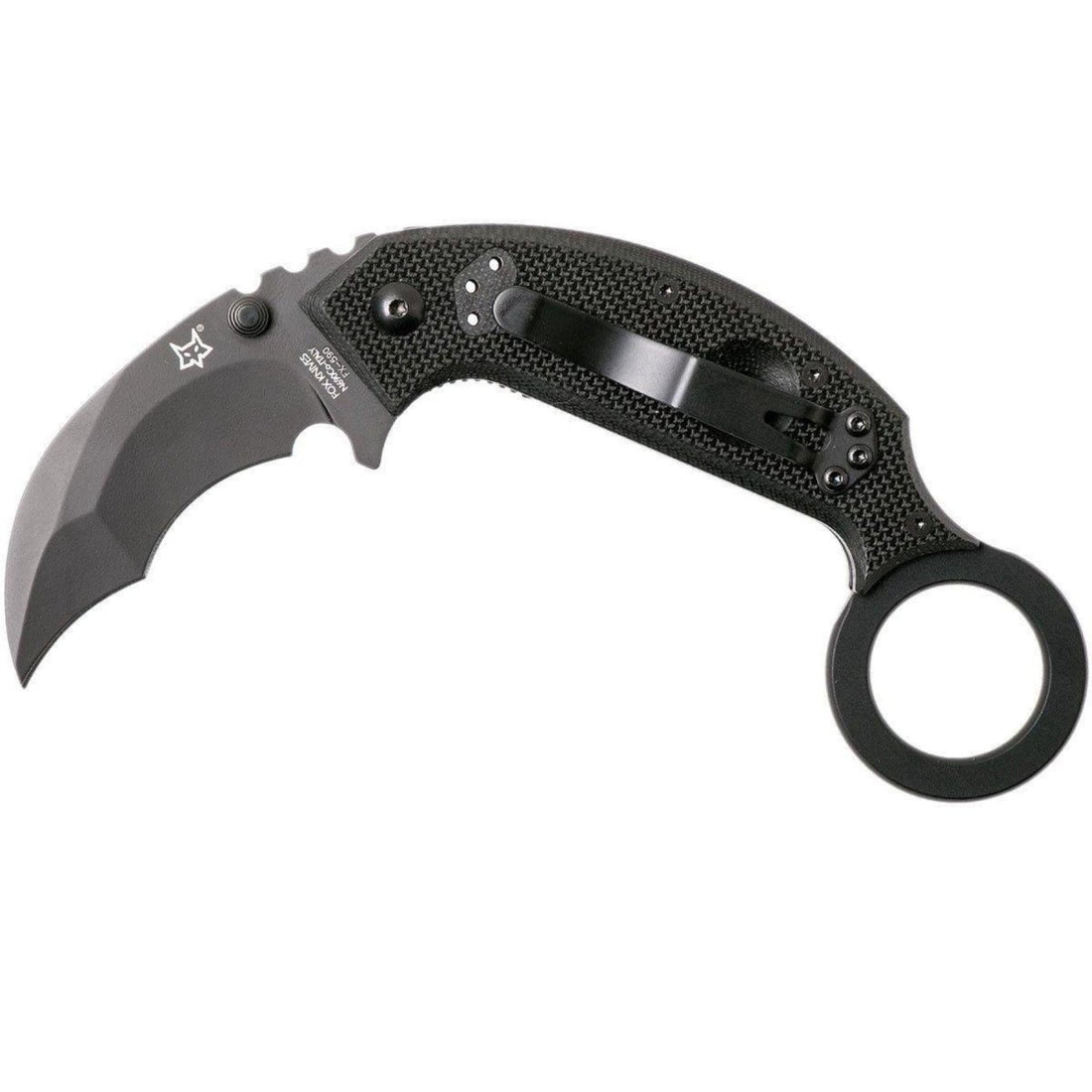 Fox Knives Märke Italien Chiropteka Fällkniv Karambit rostfritt stål svart