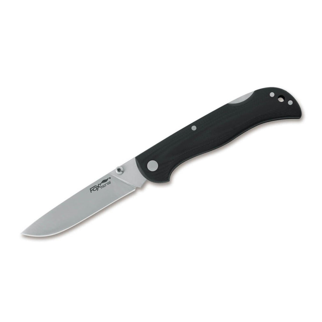 Fox Knives Märke Italien modell 500 svart fällbar fickkniv i rostfritt stål