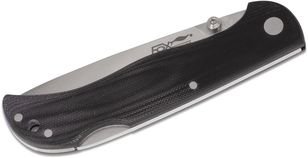 Fox Knives Märke Italien modell 500 svart fällbar fickkniv i rostfritt stål
