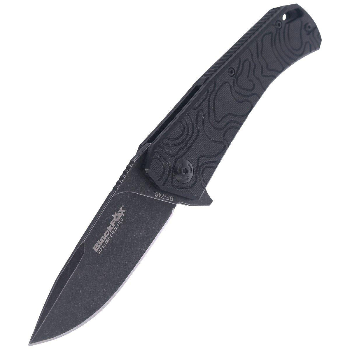 Fox Knives ECHO 1 fällbar fickkniv svart Idroglider stone wash beläggning