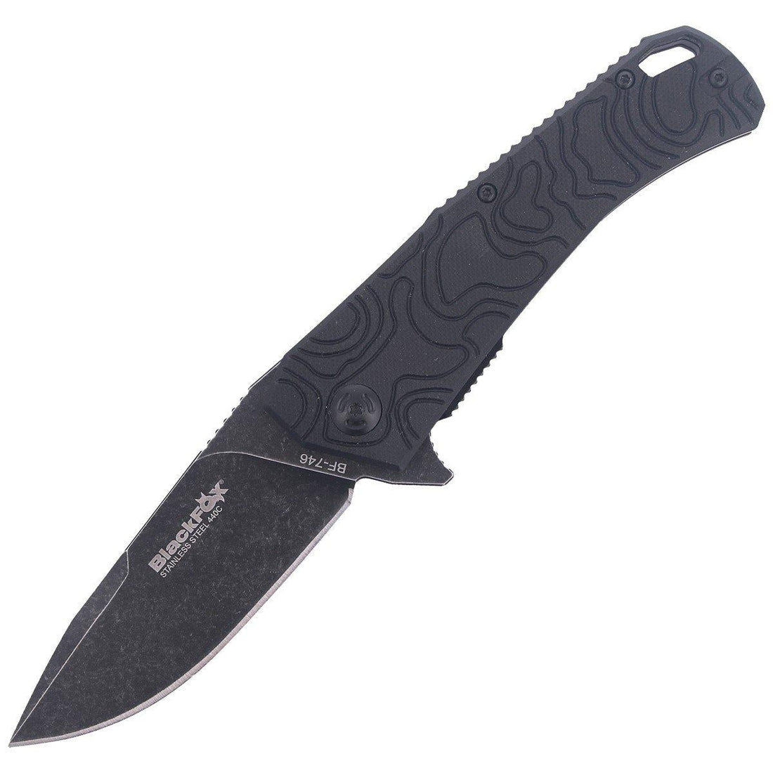 Fox Knives ECHO 1 fällbar fickkniv svart Idroglider stone wash beläggning