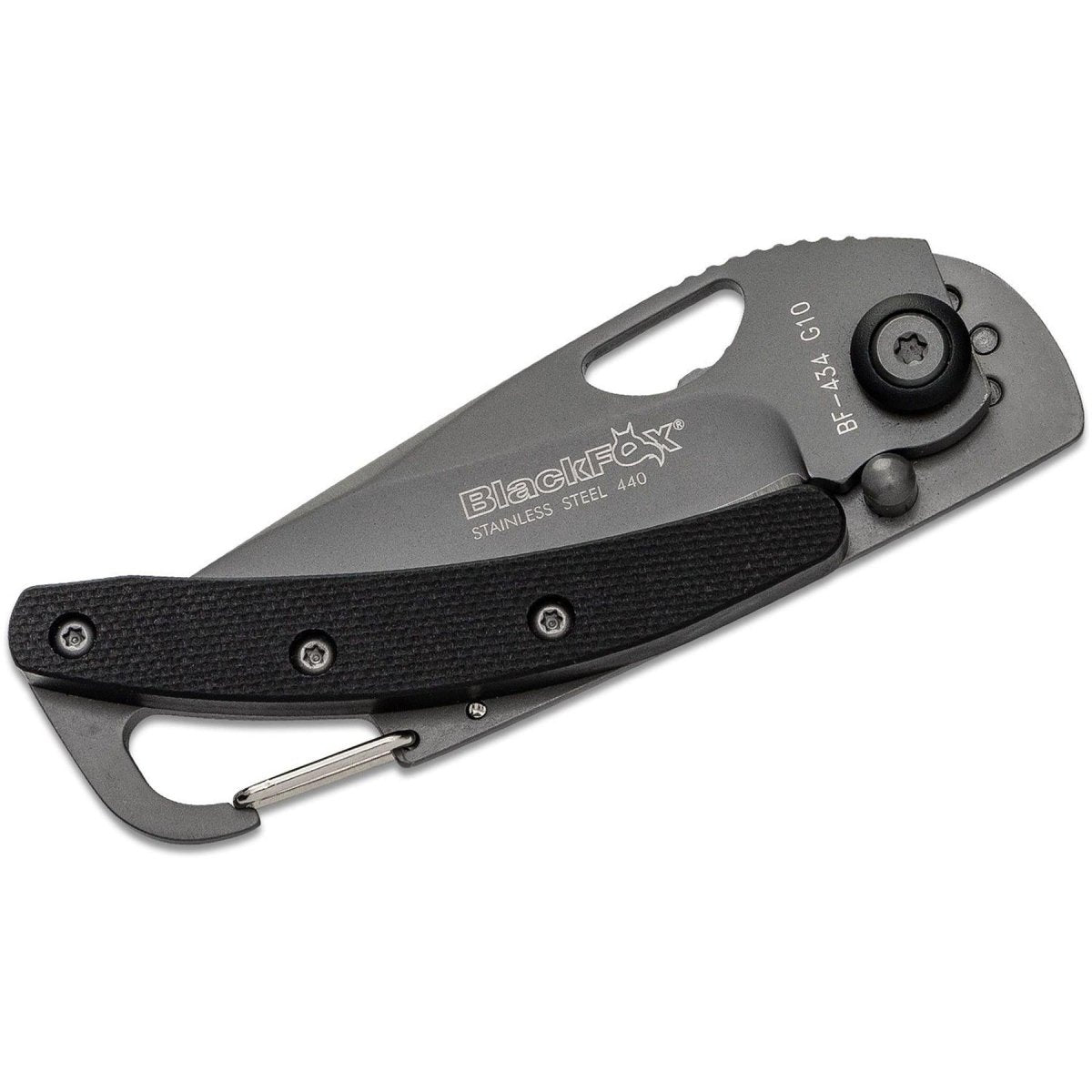 Fox Knives fällkniv svart titanbelagd 440 stål aluminium handtag