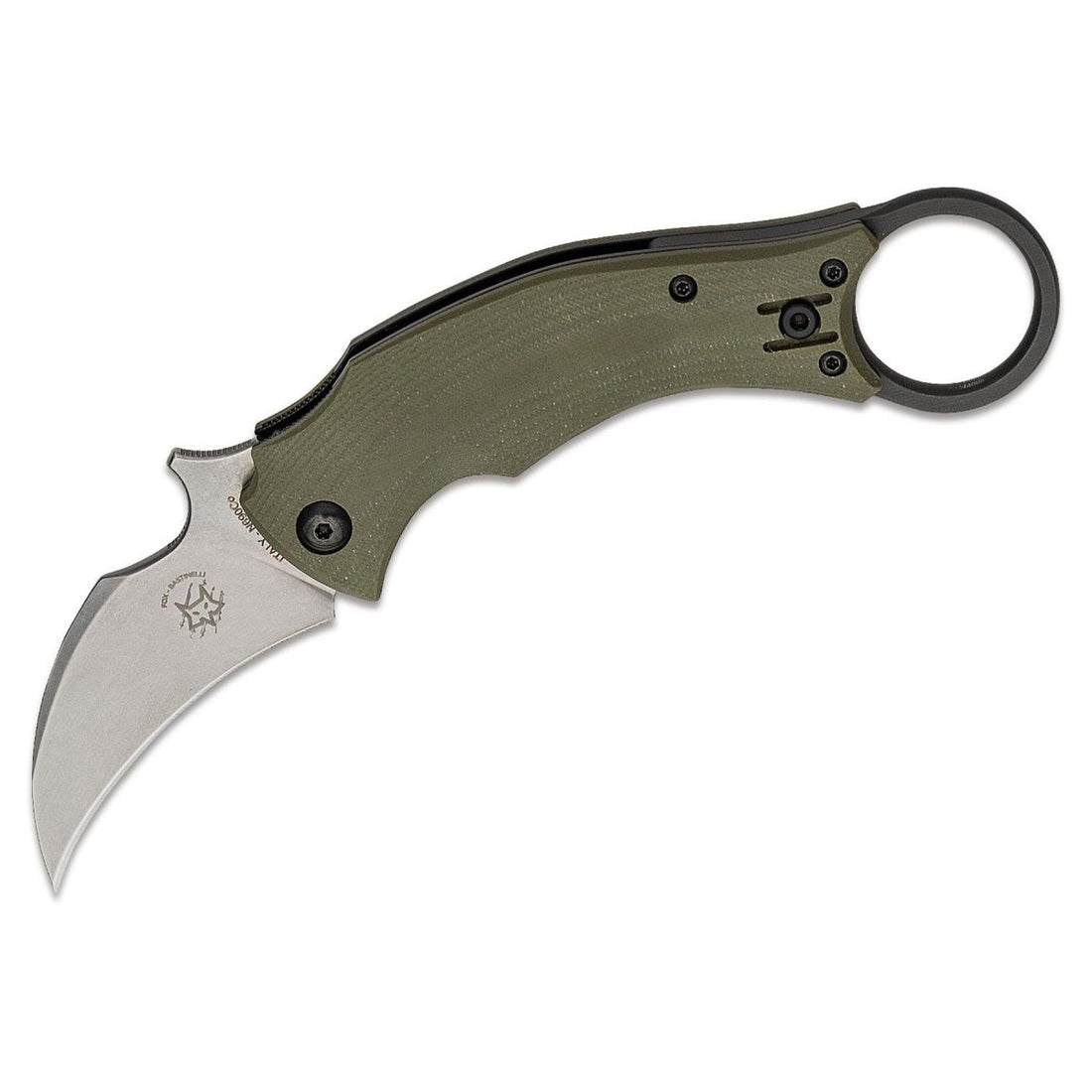 Fox Knives FX-591 ODSW svart fågel karambit fickkniv fällbar taktisk Hawkbill