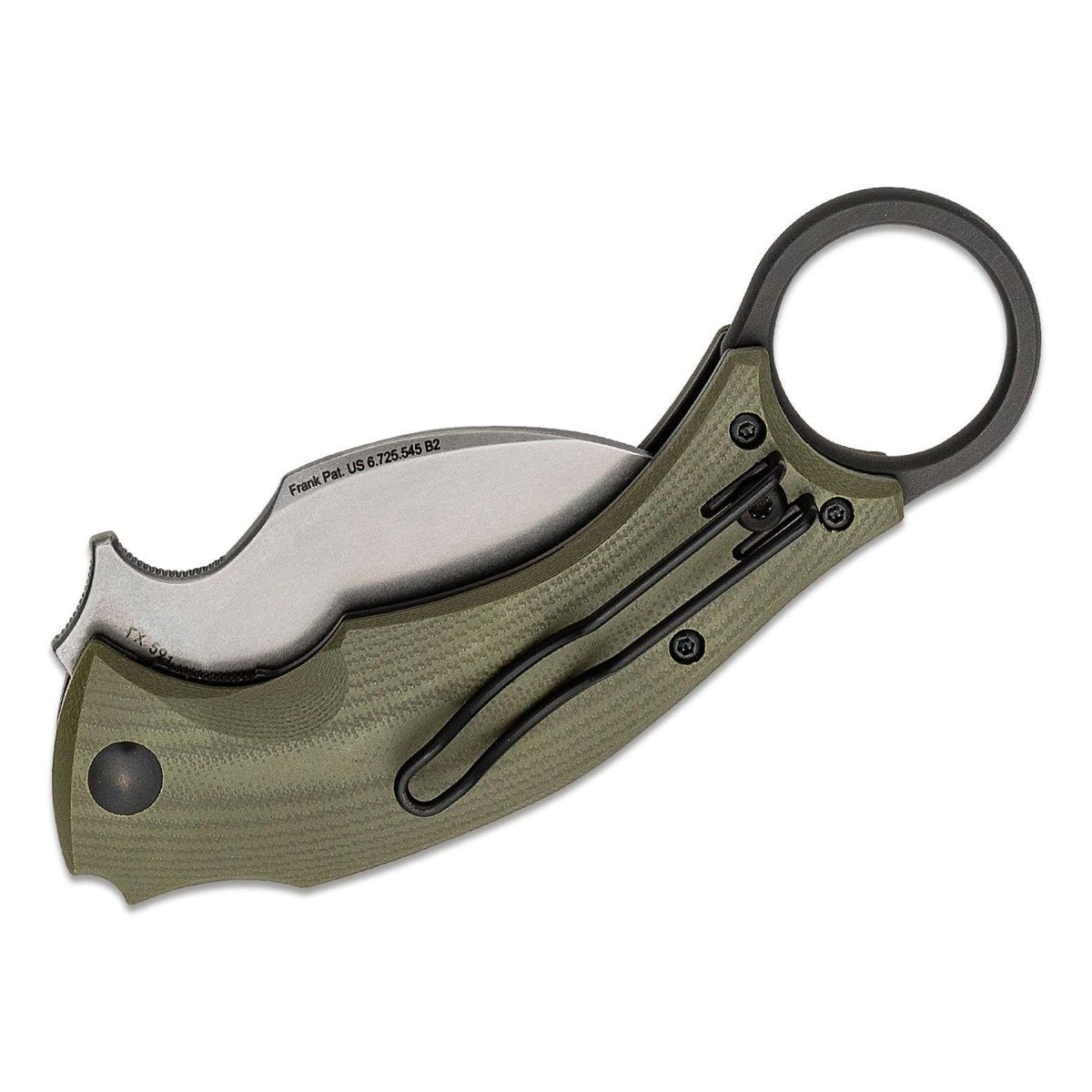 Fox Knives FX-591 ODSW svart fågel karambit fickkniv fällbar taktisk Hawkbill
