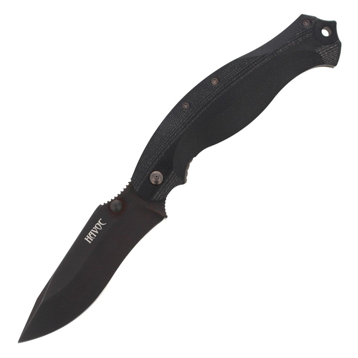 Fox Knives HAVOC fällkniv drop point blad titan ramlås N690Co stål