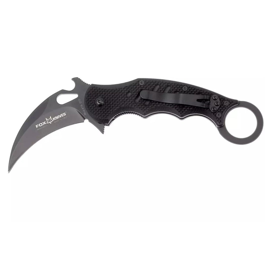 Fox Knives Karambit FX-479 fällbar minikniv N690C stål svart hydrogliderblad