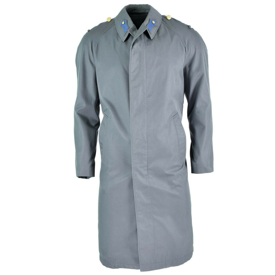 Äkta österrikiska armérock trenchcoat militär fråga lång grå jacka