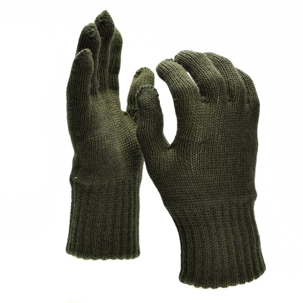 Pair of genuine Belgian army wool military glove liners knitted for warmth and cold weather protection